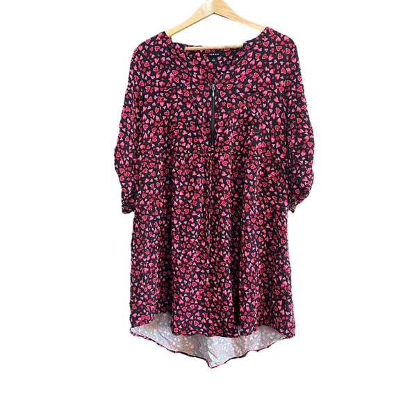 Torrid Zip Front Heart Patterned Shirt Dress Red and Black Torrid 1 - US 16/18 - Picture 2 of 10